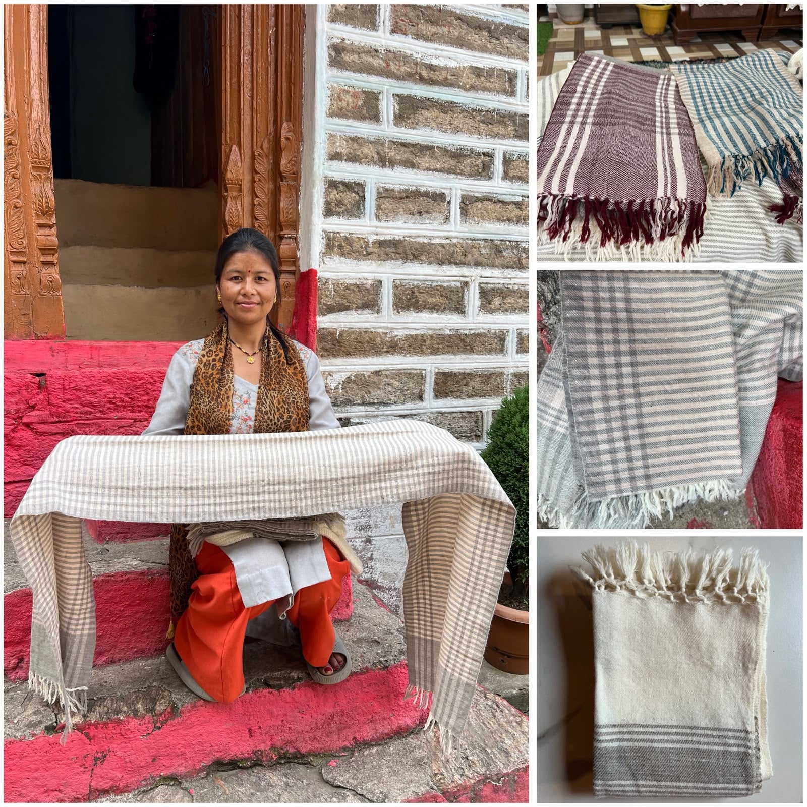 Handmade Angora Wool Muffler handwoven in Darkot Village, Munsyari using premium Angora rabbit wool and Merino wool by Himalayan women artisans.