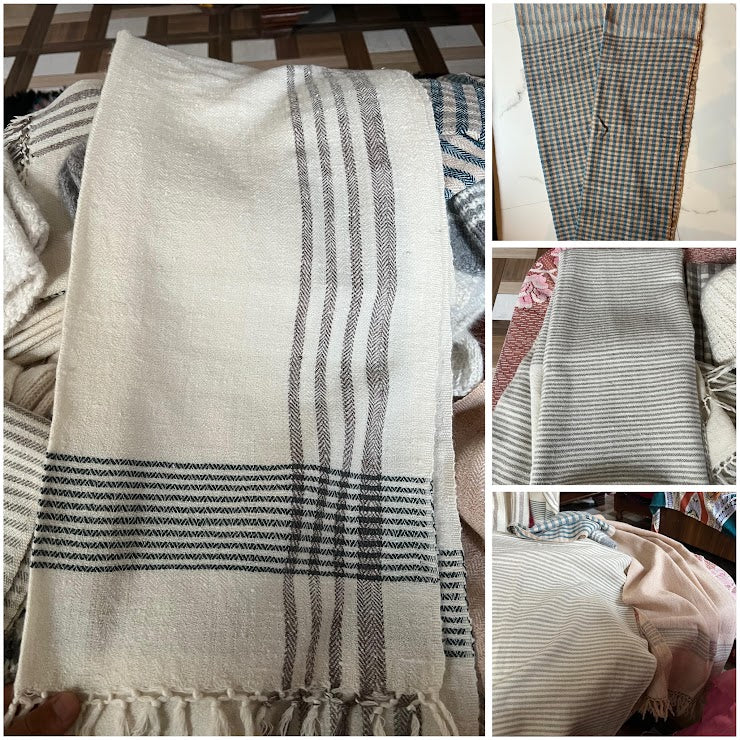 Handwoven Angora Wool Stole crafted by women artisans in Darkot Village, Munsyari using premium Angora rabbit wool and Merino wool.
